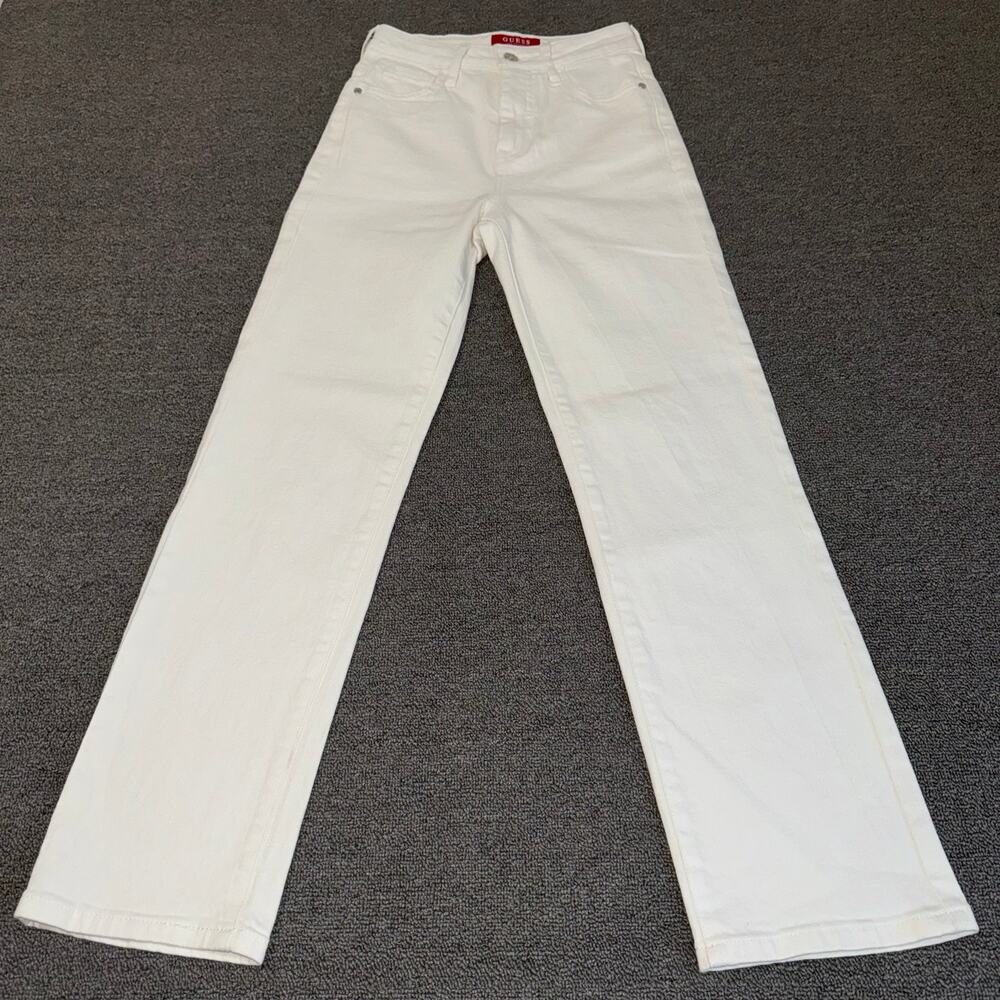 GUESS Ultra High Rise Straight Leg Jeans White Denim Women's Size 24 x 28